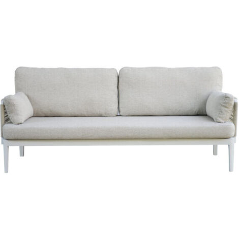 Salotto da esterno divano con poltrone e tavolino alluminio bianco, corda beige Bandol (1/5)