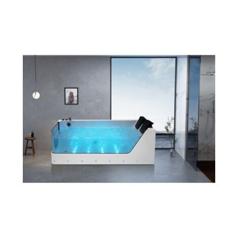Vasca da bagno idromassaggio in vetro due posti full optional riscaldata 180x110cm Sicorage Traxy Sx