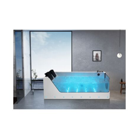 Vasca da bagno idromassaggio in vetro due posti full optional riscaldata 180x90cm Sicorage Traxy Sx