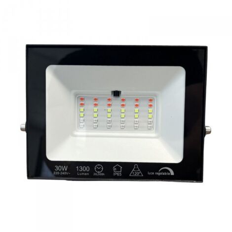 Faro Led Flood Slim RGB Con Telecomando 30W 1300 Lumen RGB AC 220V 50Hz Nero IP65