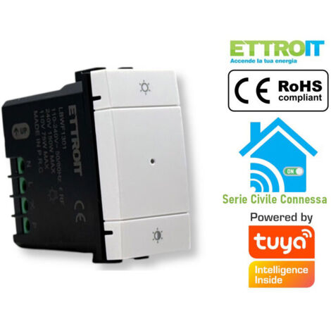 Ettroit Interruttore Dimmer Wifi Smart Connesso Tuya Compatibile Con Vimar Plana EVWF1301