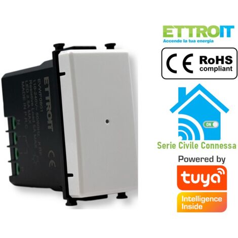 Ettroit Interruttore Deviatore Wifi Smart Connesso Tuya Compatibile Con Vimar Plana EVWF0801