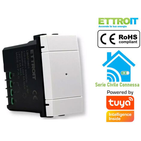 ETTROIT Deviatore smart Wifi Connesso app Tuya compatibile con Living Light colore bianco - LBWF0801