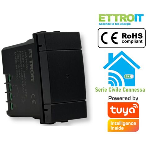 Ettroit Deviatore Wifi Smart Connesso Tuya Compatibile Con Living Light Nera LNWF0801