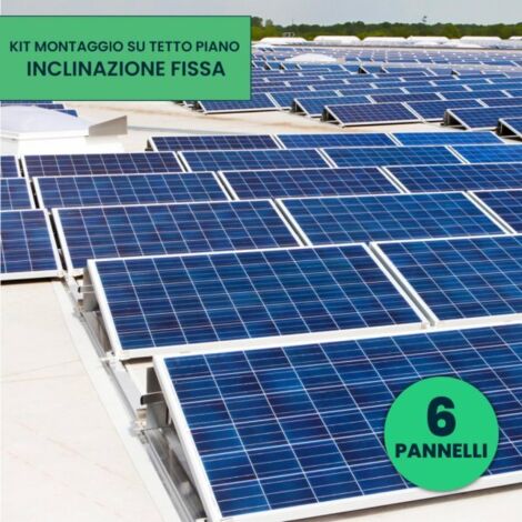 Kit Struttura in Alluminio per montaggio 6 Pannelli Fotovoltaici 35mm per installazione su Tetto Piano con Inclinazione Fissa Quantità Moduli KST-6PF