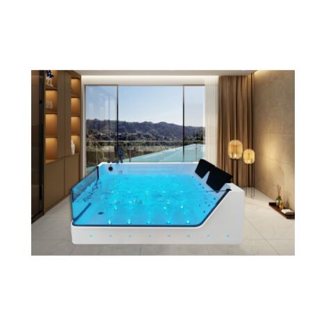 Vasca da bagno idromassaggio in vetro due posti full optional riscaldata 180x90cm Sicorage Traxy Sx