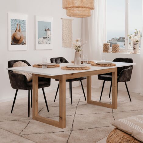 Tavolo allungabile New Denver50 con allunga da 40 cm. in bianco e rovere 160x90x75Hcm. (1/2)