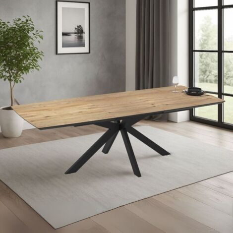 Tavolo allungabile piano rovere e base nera 180/240x100x76H Verano