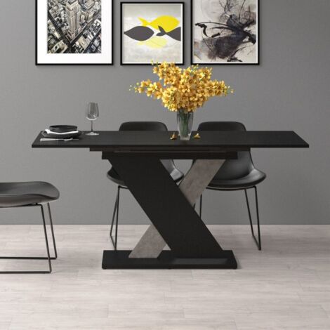 Tavolo allungabile colore nero con dettaglio cemento 120x75 cm Axi