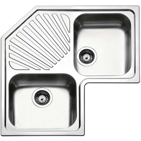 Apell ROAN2IBC Serie Roma Lavello Acciaio Inox da Incasso ad Angolo Gocciolatoio centrale 2 Vasche laterali 83x83cm