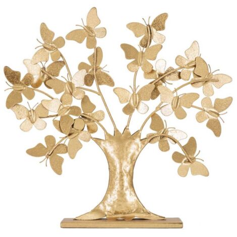 Soprammobile moderno in metallo dorato con albero di farfalle - FARFLIA