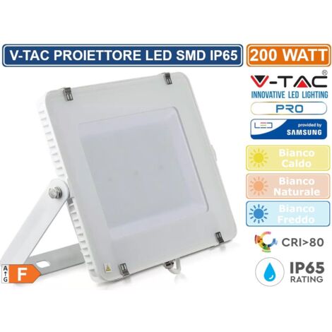Faro Led Flood Light 200W IP65 Bianco Freddo Super Slim 56mm Carcassa Bianca Samsung Garanzia 5 Anni SKU-421