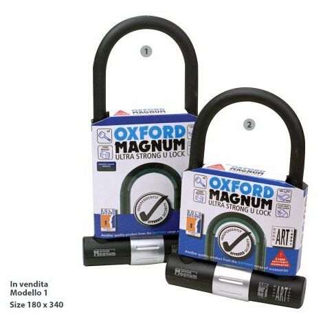 Lucchetto ad Arco Oxford Magnum Form U 180X340 Corpo in Acciaio Rinforzato  Antifurto Per Moto Scooter Bici