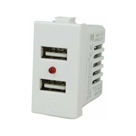 SANDASDON Modulo Caricatore 2 Porte USB 2,1A Bianco Compatibile Con Bticino  Matix