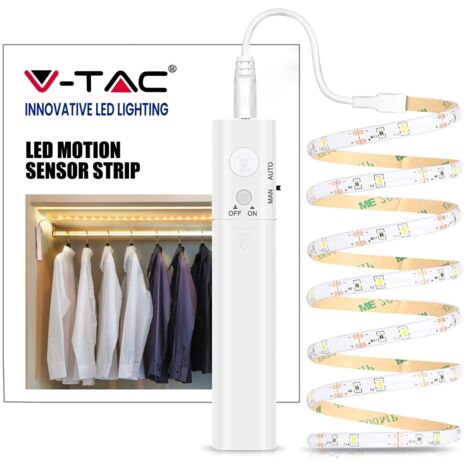Striscia Led a Batteria 6V 2,4W 4000K Con Sensore Movimento PIR IP65 1 Metro 30 SMD 2835 SKU-2574