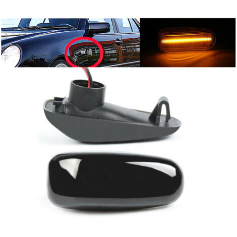 Kit Freccia Laterale a Led Side Marker Lente Nero Fume Luce Arancione Mercedes Benz W210 C W202 CLK W208 SLK R170 (1/2)