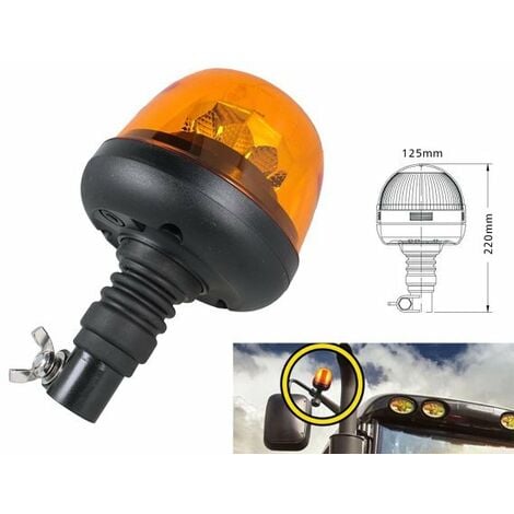 Lampada Luce Lampeggiante Led Rotante Strobo Arancione Magnetico 12V 24V  Segnalazione Emergenza Per Auto Trattore Omologato E9
