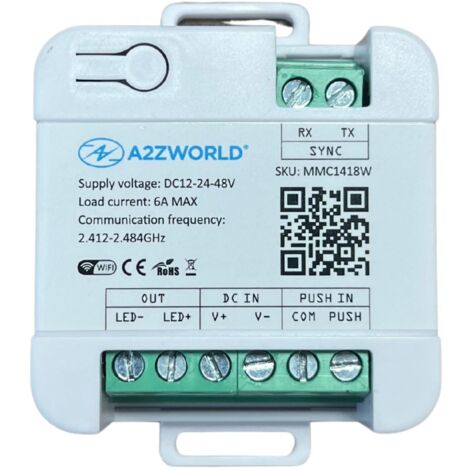 LED Dimmer WiFi 2.4G + Pulsante, Compatibile TUYA e Smart Life, 12V 24V 48V 6A, Controllo Smart, IP20 (1/3)