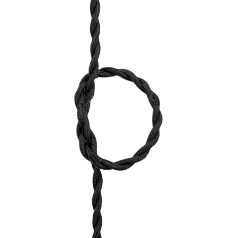 Cavo Elettrico Rivestito in Tessuto Colore Nero 2X0,75 Corda Trecciata Twisted Wire 1 Metro SKU-3779