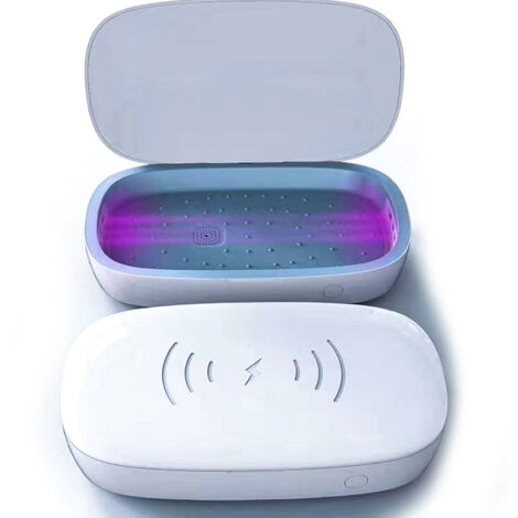 Scatola di Sterilizzazione Led UV Con Caricabatterie Wireless QI Veloce 10W Per Disinfezione Cellulari Smartphone Piccoli Oggetti Sterilizzatore Portatile (1/3)
