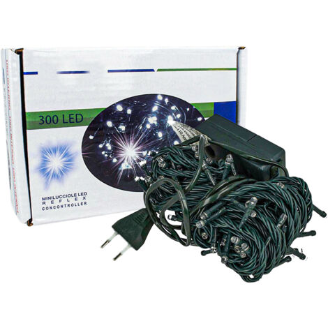 Luci Per Natale Catena 300 Led 24M Colore Bianco Freddo IP44 Lucciole Per Decorazione Natalizie Con Filo Verde (1/3)