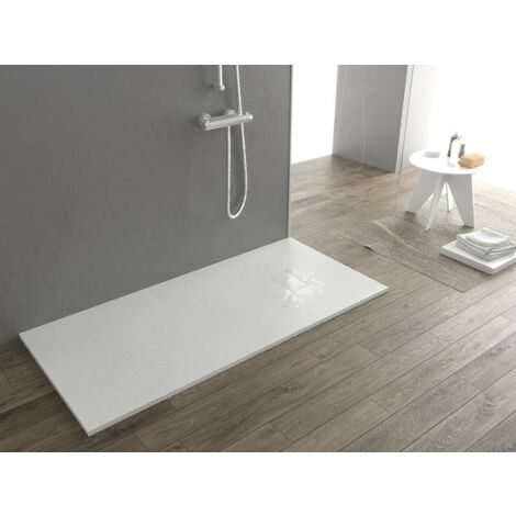 Piatto doccia ultra slim, in smc effetto pietra bianco h 2,6cm Sicena Plaget Bianco,70x120 cm