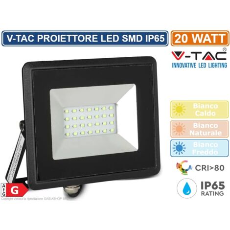 Faro Led Flood Light 20W Carcassa Nera IP65 Caldo 3000K Super Slim SKU-215946