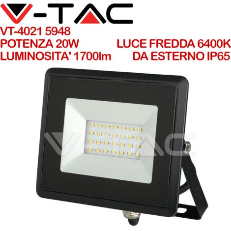 Faro Led Flood Light 20W Carcassa Nera IP65 Freddo 6400K Super Slim SKU-215948