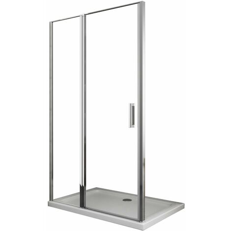 Porta doccia 70 cm a battente profili neri trasparente h190cm