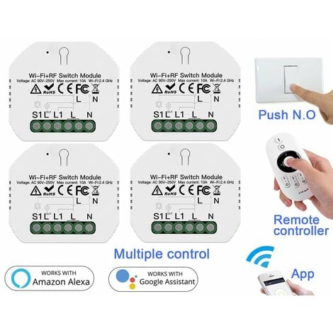 Mini Interruttore Intelligente Smart WIFI 10A 220V Funzione Con Pulsante  Telecomando RF Compatibile Con  Alexa