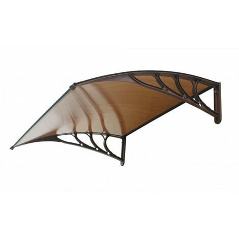 Pensilina tettoia, abs marrone, policarbonato alveolare fumè 120x100cm da esterno Fredi