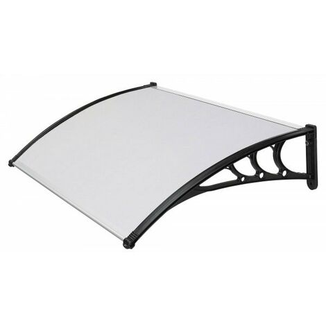 Pensilina tettoia, abs nero, policarbonato compatto satinato opaco 120x80cm da esterno Fredi