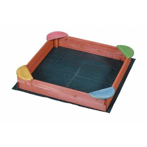Sabbiera bambini con 4 sedute colorate in legno verniciato 100x100x17h cm Fredi