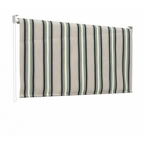 Tenda da sole a caduta, rullo avvolgibile con catenella L 200 H 250cm Fredi righe verde, grigio bianco