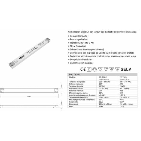 Alimentatore Strip Led ULTRA SLIM 24V 30W