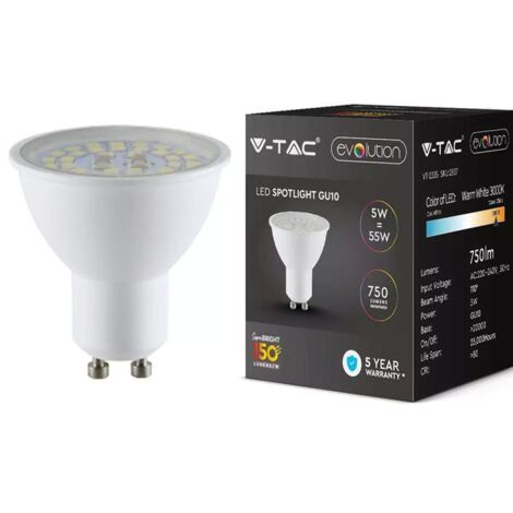 Lampada Led GU10 5W 800LM 220V 110 Gradi Caldo 3000K 160LM/W Massimo Risparmio SKU-2837 (1/10)