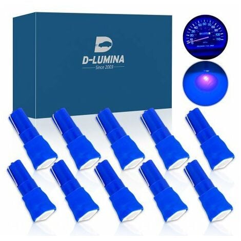 10 Lampadine Led T5 12V W1,2W Colore Blu Con 1 Smd 5050 Luci Cruscotto Auto