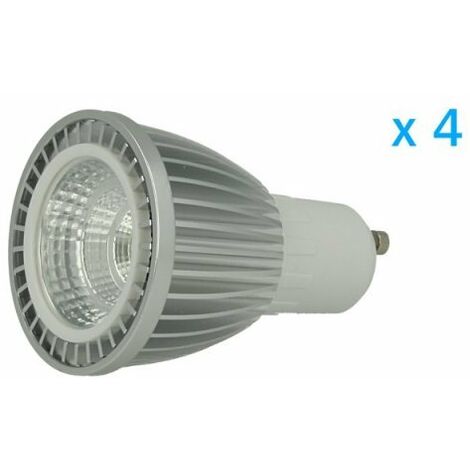 4 PZ Lampade Led GU10 Cob 6W 220V Bianco Caldo 3000K Carcassa Alluminio