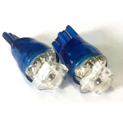 Coppia 2 Lampade Led T10 Con 1 Led F5 Flux + 4 Led F3 Colore Blu Blue 12V 0,2W (1/2)