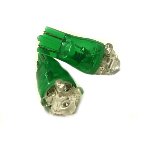 Coppia 2 Lampade Led T10 Con 1 Led F5 Flux + 4 Led F3 Colore Verde Green 12V 0,2W (1/2)