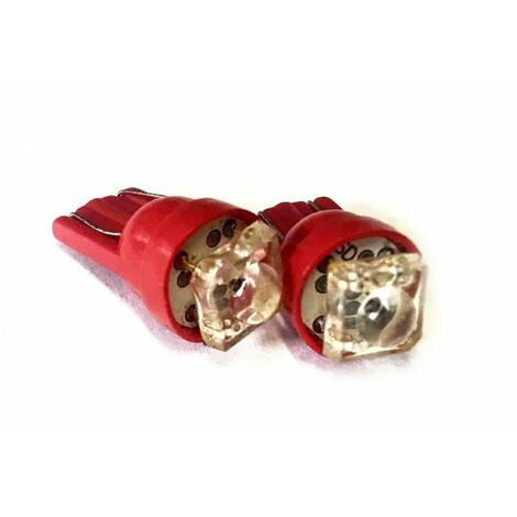 Coppia 2 Lampade Led T10 Con 1 Led F5 Flux Colore Rosso Red 12V 0,2W