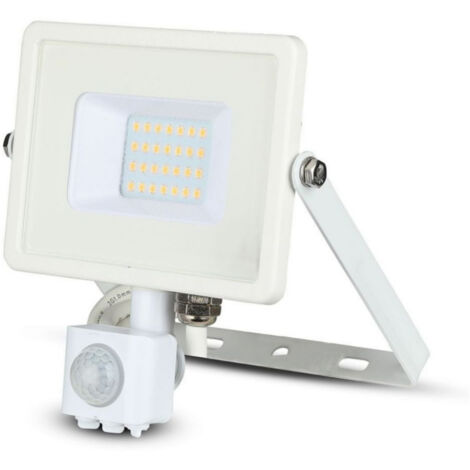 Faro Led Flood Light Slim 20W IP65 Neutro 4000K Carcassa Bianca con Sensore PIR di Movimento e Crepuscolare Chip Samsung SKU-449 (1/3)