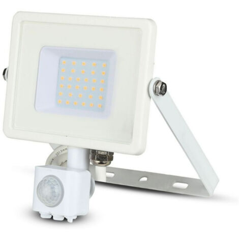 Faro Led Flood Light Slim 30W IP65 Neutro 4000K Carcassa Bianca con Sensore PIR di Movimento e Crepuscolare Chip Samsung SKU-458 (1/3)