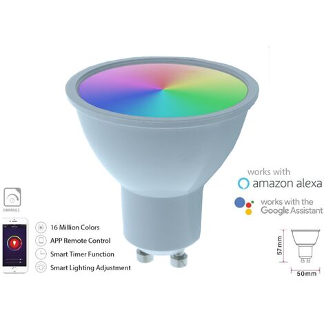 Smart Lampada Faretto Led GU10 5W WiFi RGB CCT Dimmerabile APP Compatible   Alexa Google Home
