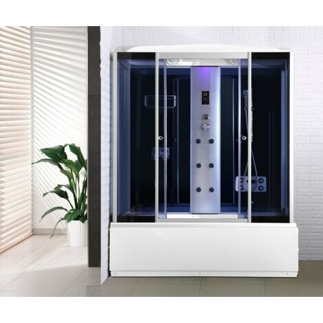 Cabina con vasca idromassaggio touch, ozonoterapia, cromoterapia, bagno turco, full optional 150x85cm Sicorage Theraf