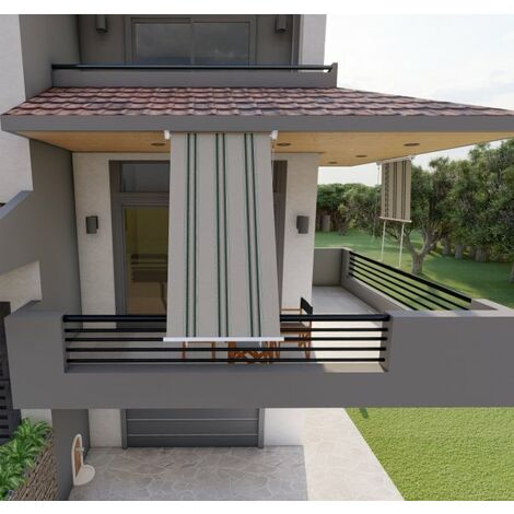 Tenda da sole a caduta con bracci per balcone terrazzo finestra 100cm Grigio Verde Golisa