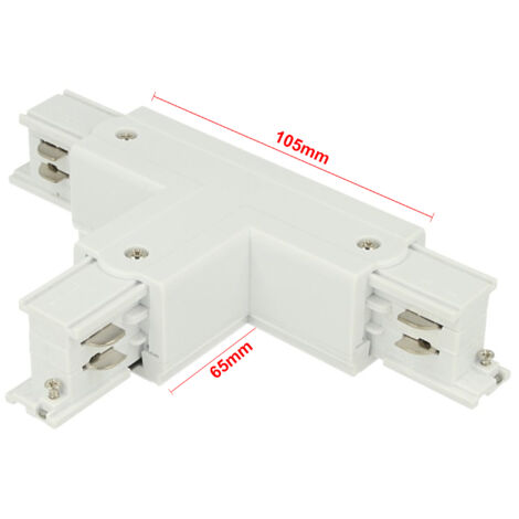 Connettore Giunto Forma T Destro Colore Bianco Per Barra Sistema Binario Trifase CB40103