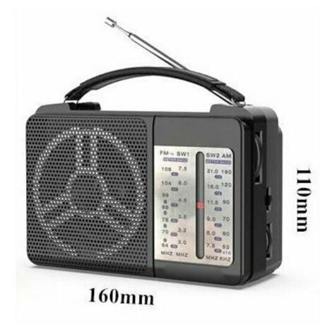 Radio Portatile 4 Bandi AM FM SW1 SW2 Volume Alto Dimensione 160X107X58mm  Doppio Alimentazione
