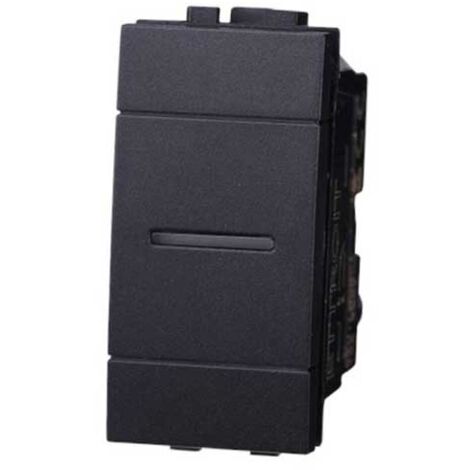 Pulsante assiale unipolare 1P 10A compatibile Bticino Livinglight colore nero