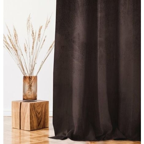 Tenda VELVET colore marrone stile classico nastro per le tende velluto  140x270 ameliahome